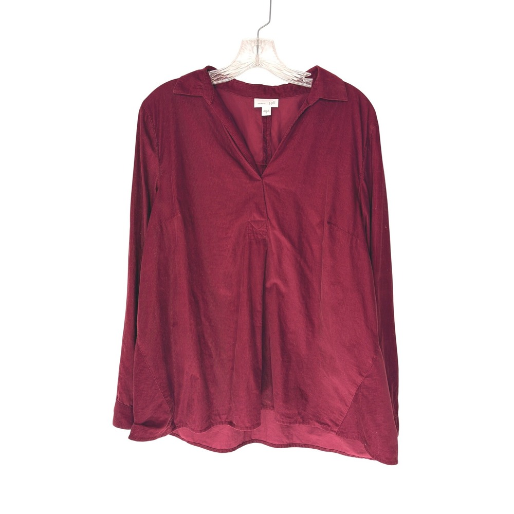 J. Jill Corduroy Tunic Shirt Burgundy Moody Rustic Gremlin‎ Casual Medium